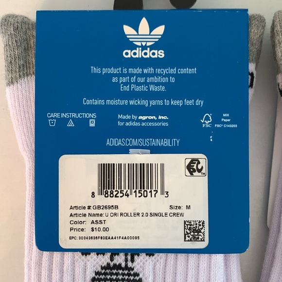 2 Pair x Adidas Roller Sock 2.0 Crew, Sz Medium (Women’s shoe sz 5-10), … - Picture 2 of 4
